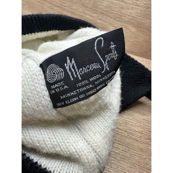 VTG Marceau Sports 100 Percent Wool Multicolor Lined Beanie Hat Cap Made in USA - Picture 3 of 3